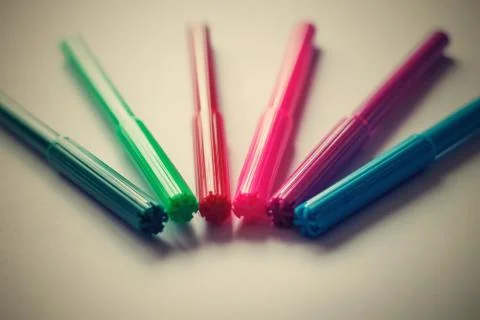 Colored markers with lids Fotos Stock