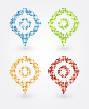 Colored markers on the map pin Stock Illustration