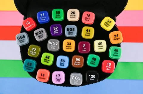 Colored Markers Pen Set for Draw Sketching Art Supplies. Stock Photos
