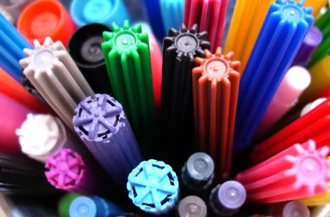 Colored markers Stock Photos