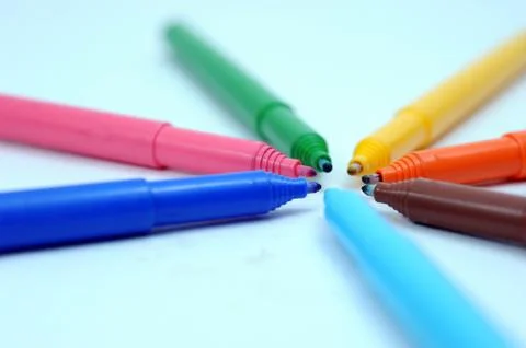 Colored markers Stock Photos