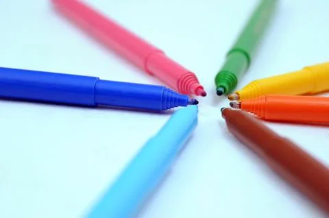 Colored markers Stock Photos