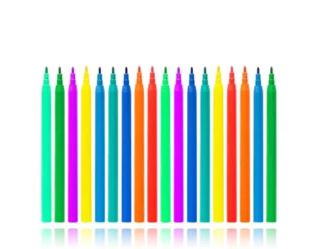 Colored markers on a white background Stock-Fotos
