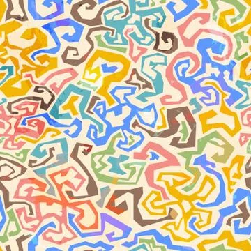Colored maze seamless pattern with grunge effect Illustrazione stock