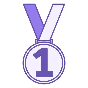 Colored Medal Icon. Vector Illustration. First Place Award in Games. Valuab.. Stock Illustration