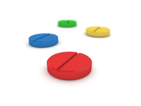 Colored medicinal pills on a white background. Stock-Illustration