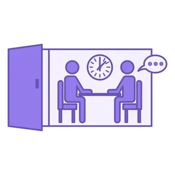 Colored Meeting Room Icon. Vector Icon. People Sitting at the Table and Tal.. Stock Illustration