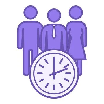 Colored Meeting Time Icon. Vector Icon. Group of People and Clock. Work and.. Stock Illustration