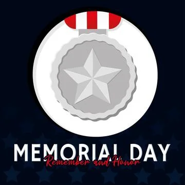 Colored memorial day poster with silver medal holiday event Vector Stock Illustration
