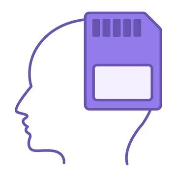 Colored Memory Icon. Vector Illustration. Human Head and Microchip. Memoriz.. Stock Illustration