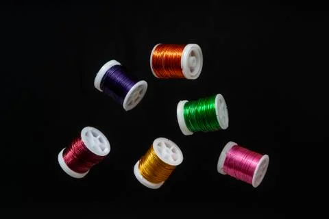 Colored metallic threads Stock Photos