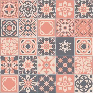 Colored Mexican ceramic tile, Azulejo mosaic tile for wall decoration. Illustrazione stock