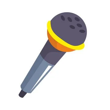 Colored microphone, stylized drawing in flat style. Vector hand drawn Illustrazione stock