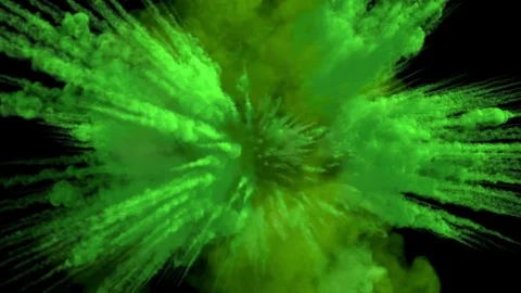 Colored middle size smoke explosion with trails, explodes on camera. Stock-Footage 79074122
