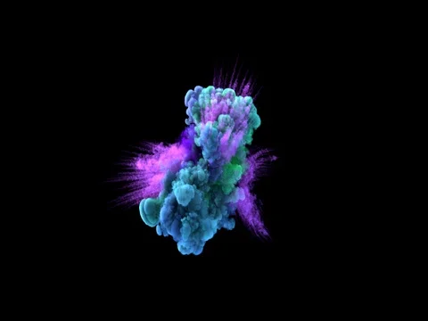 Colored middle size smoke explosion with trails. Stock Footage 82186352