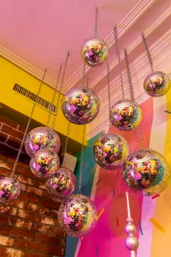 Colored mirror balls Stock Photos