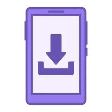 Colored Mobile Download Icon. Vector Illustration. Downloading Content on a.. Stock Illustration