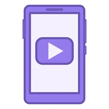 Colored Mobile Video Icon. Vector Icon of Play Button in Mobile Phone. Conc.. Illustrazione stock