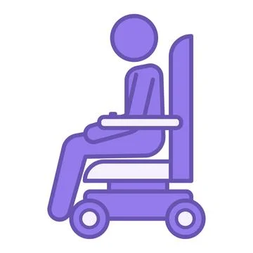 Colored Mobility Aid Icon. Vector Illustration. Disabled Person on Wheelcha.. Stock Illustration