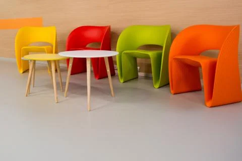 Colored modern chairs 库存照片