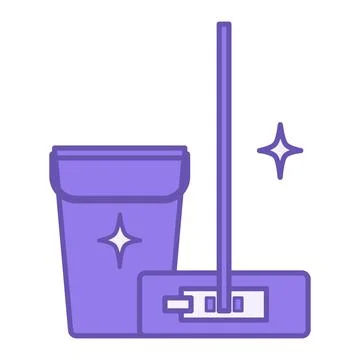 Colored Mop Icon. Vector Illustration. Indoor Floor Cleaning Tool. Cleaning.. Stock Illustration