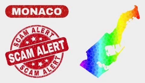 Colored Mosaic Monaco Map and Distress Scam Alert Watermark Stock Illustration