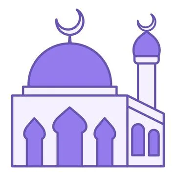 Colored Mosque Icon. Mosque Building Vector Icon. Religion and Architecture.. Stock Illustration