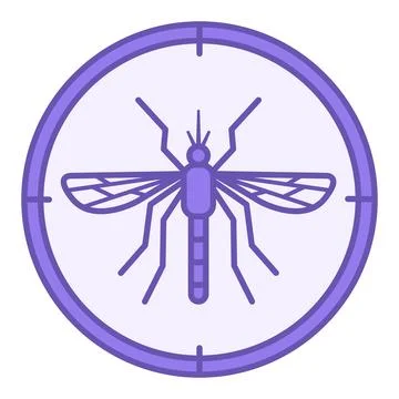 Colored Mosquito Icon. Vector Icon. Goal Sign with Insect Inside. Insect re.. Stock Illustration