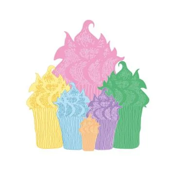 Colored muffin pattern for cards, invitation, menu Stock Illustration