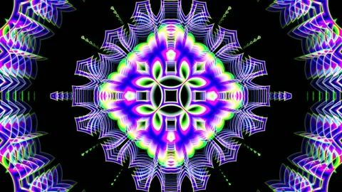 Colored multi-layered ornaments for overlay. Looped background for music overlay Stock Footage 247001122