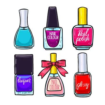 Colored nail polishes Ilustración de archivo