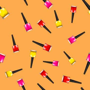 Colored Nail Polsh Seamless Pattern 스톡 일러스트