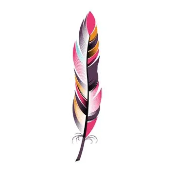 Colored narrow feather boho style Stockillustratie