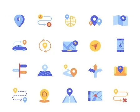 Colored navigation icons Stock Illustration