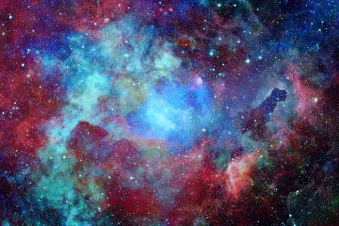 Colored nebula and open cluster of stars in the universe. Stock Photos