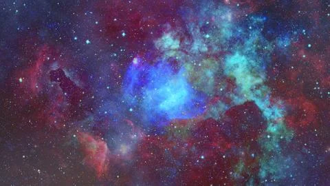 Colored nebula and open cluster of stars in the universe. Stock Photos