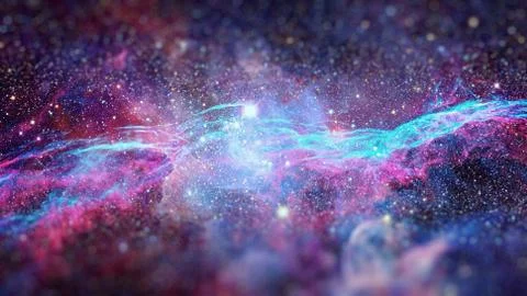 Colored nebula and open cluster of stars in the universe. Stock Photos