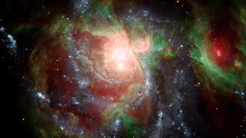 Colored nebula and open cluster of stars in the universe. Stock Photos