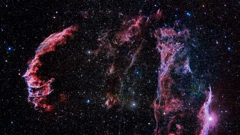 Colored nebula and open cluster of stars in the universe. Stock Photos