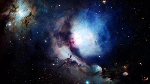 Colored nebula and open cluster of stars in the universe. Stock Photos