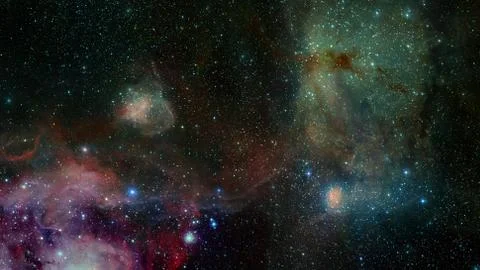 Colored nebula and open cluster of stars in the universe. Stock Photos