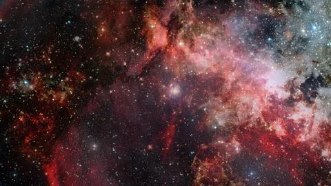 Colored nebula and open cluster of stars in the universe. Stock Photos