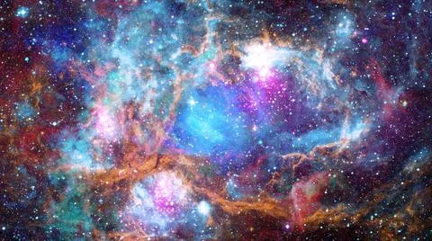 Colored nebula and open cluster. Elements of this image furnished by NASA.... Stock Photos