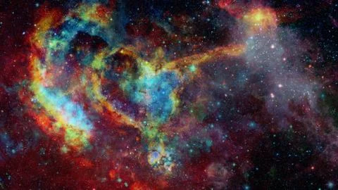 Colored nebula in the universe. Elements of this image furnished by NASA. Stock Photos