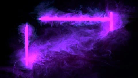 Colored neon frame with smoke Stock Photos