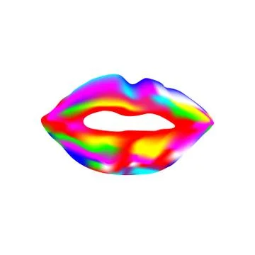 Colored neon lips Stock Illustration