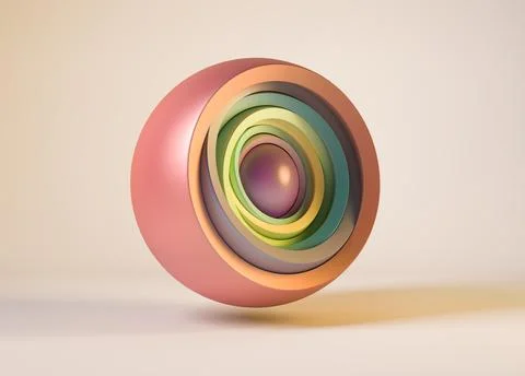 Colored nested spheres, 3d rendering Stock Illustration