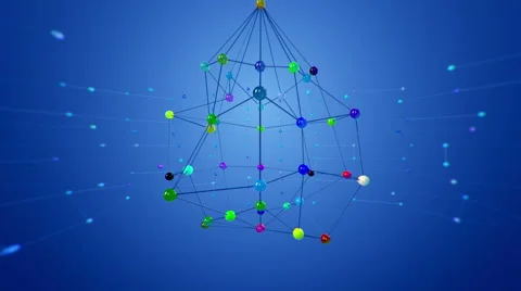 Colored Network structure at blue background. Stock Footage 51838365