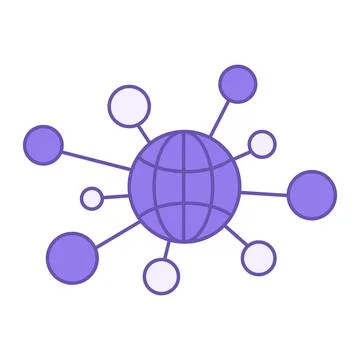 Colored Networking Icon. Global Network Vector Icon. Internet and Mobile Co.. Stock Illustration