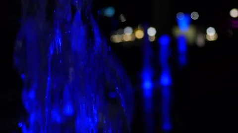 Colored night dancing fountain Stock Footage 74064966